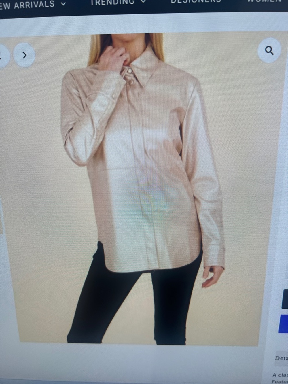Dolce Cabo Light Grey Vegan Leather Shirt NWOT - Picture 4 of 6
